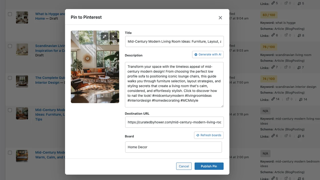 Curated by Hower - Pinterest Pin Generator