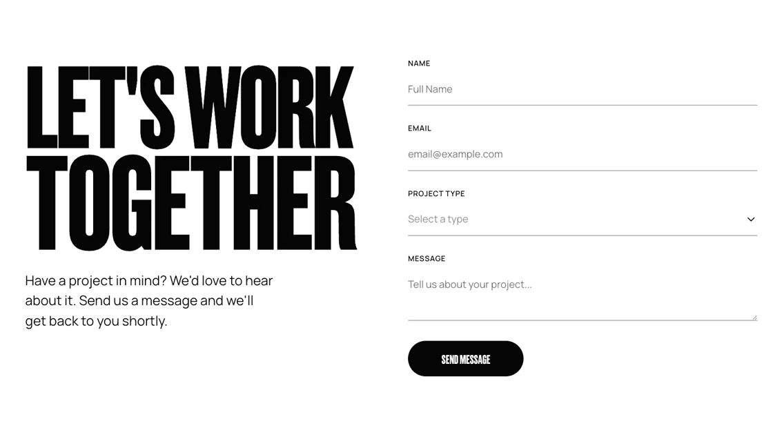 VM Concepts Website - Contact Section
